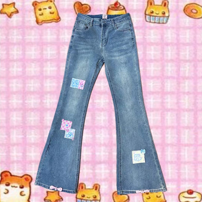 BodyTalk – Y2K Patchwork Low-Rise Flare Jeans jeans bodytalk