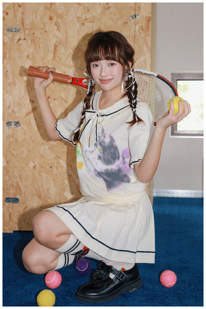 Tntntutu - Kidcore Cat Print Sailor Set set tntntutu