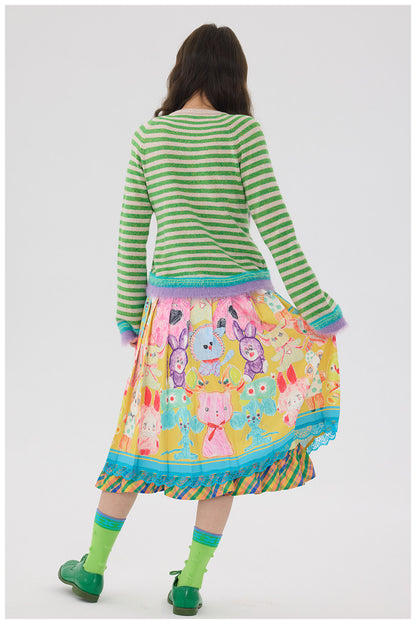 tntntutu - Colorblock Lace Pleated Skirt skirt tntntutu
