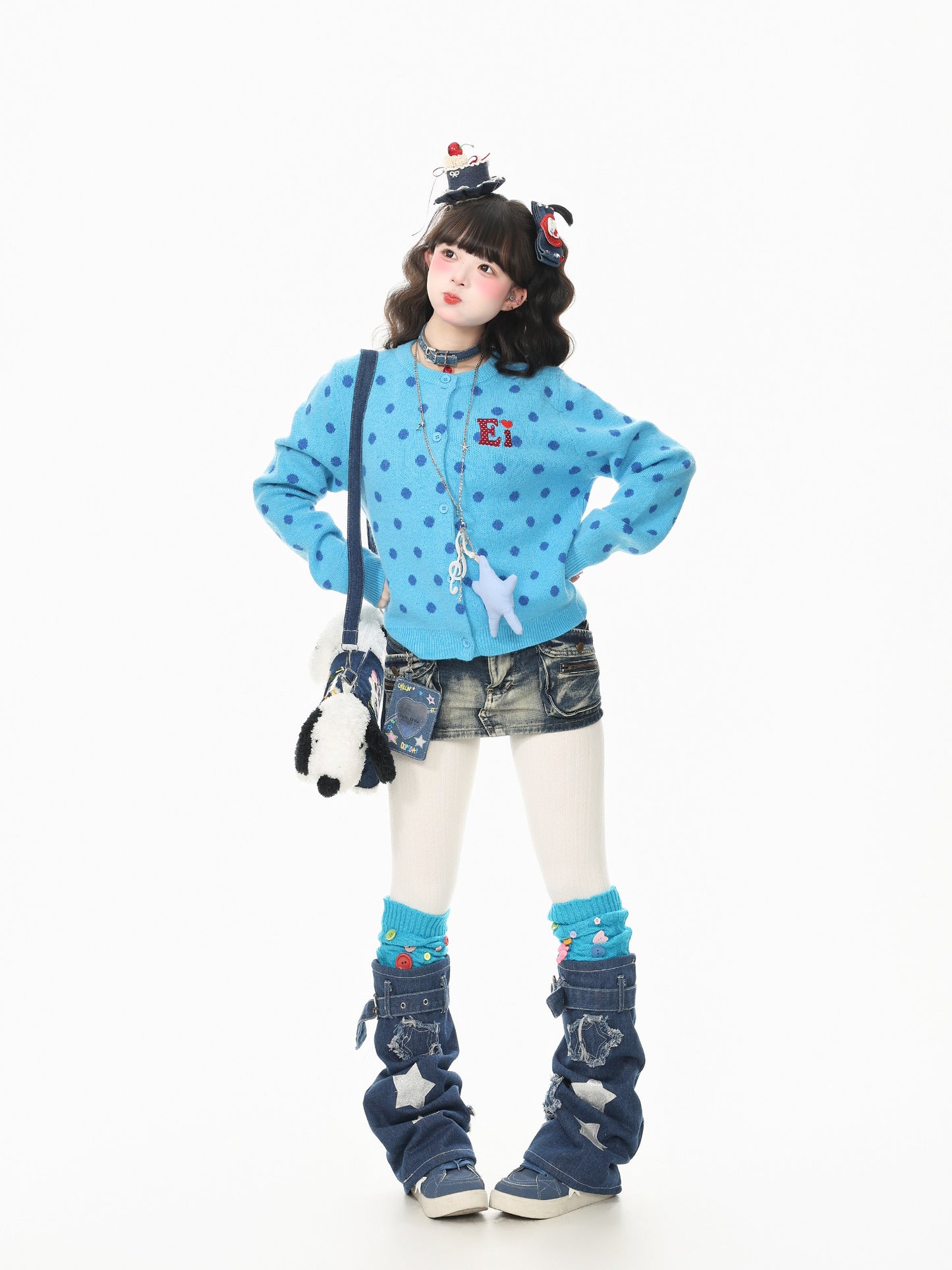 Kawaii Polka Dot Knit Cardigan Sweater cardigan Languid Park
