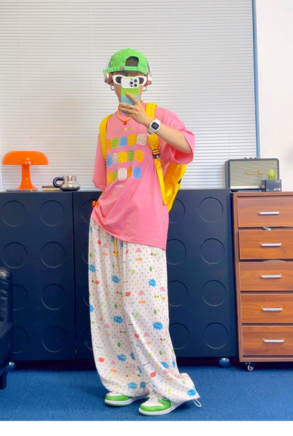 KURIOSITAET - White Polka Dot Wide-Leg Pants