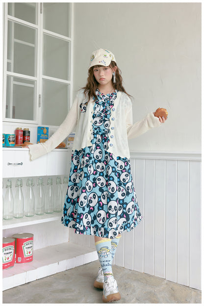 tntntutu Cute Summer Bubble Dress | Harajuku Blue Panda Dress dress tntntutu