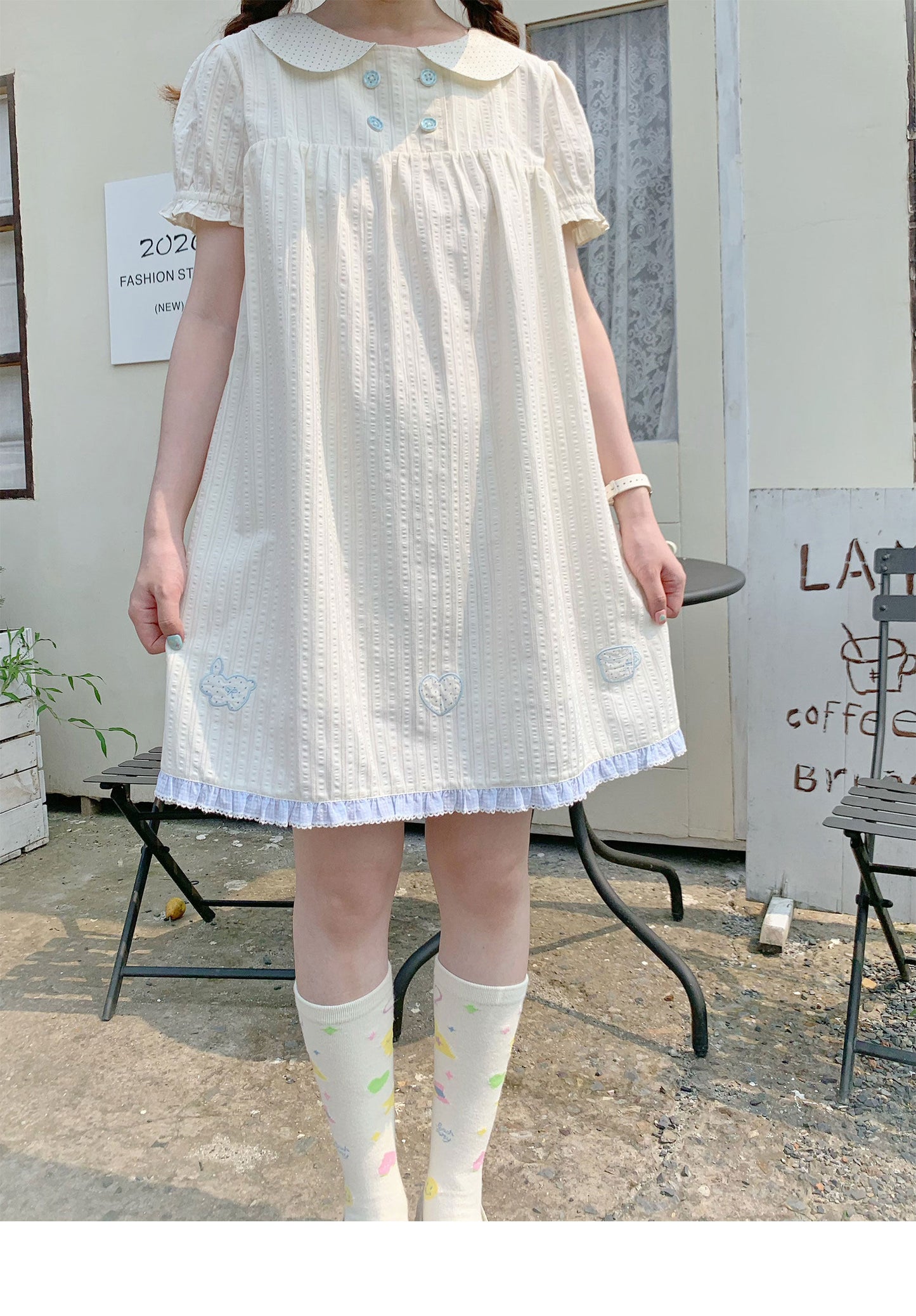 Peach Party - Pastel Yellow Peter Pan Collar Dress