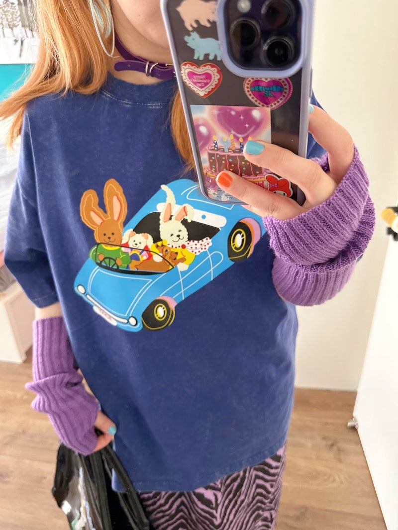 BunnyBunnyGun - Decora Kei Cartoon Print Loose Cotton T-Shirt tshirt bunnybunnygun