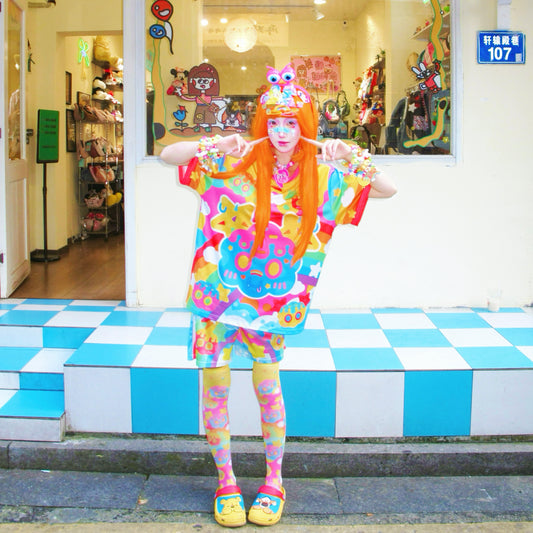 Rainbow Universe RUX - Rainbow Decora Kei T-Shirt & Shorts Set set Rainbow Universe RUX