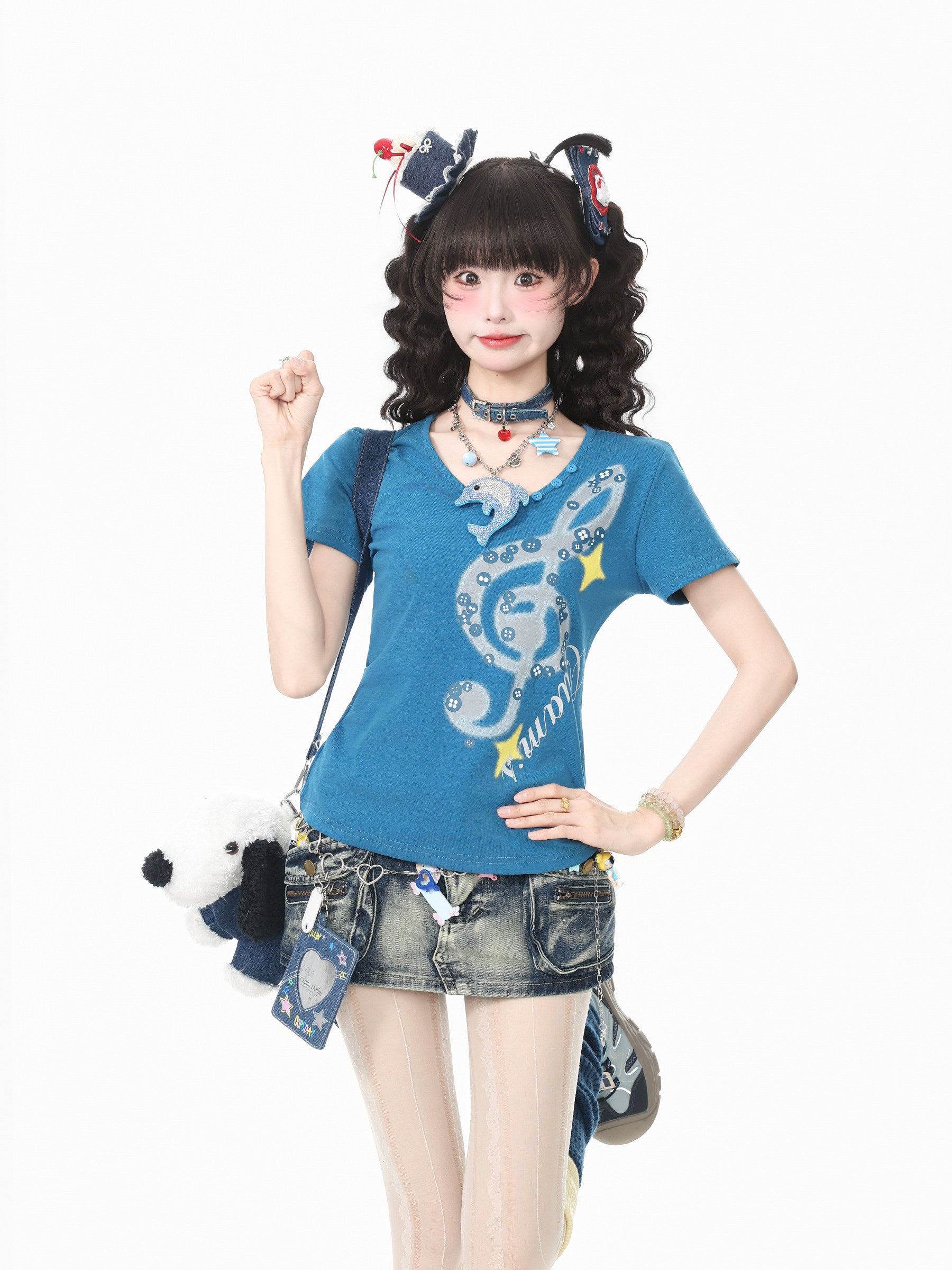 Languid Park - Music Note V-Neck Tee tshirt Languid Park