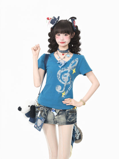 Languid Park - Music Note V-Neck Tee tshirt Languid Park