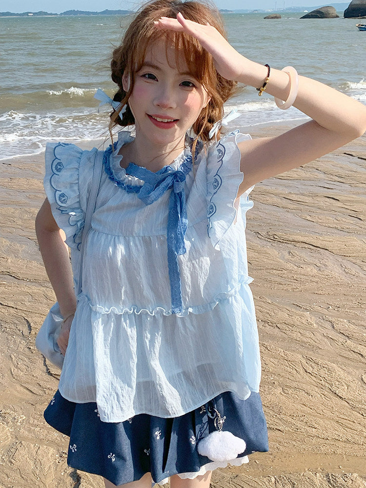 SingSong - Embroidered Kawaii Two-Piece Set set singsong