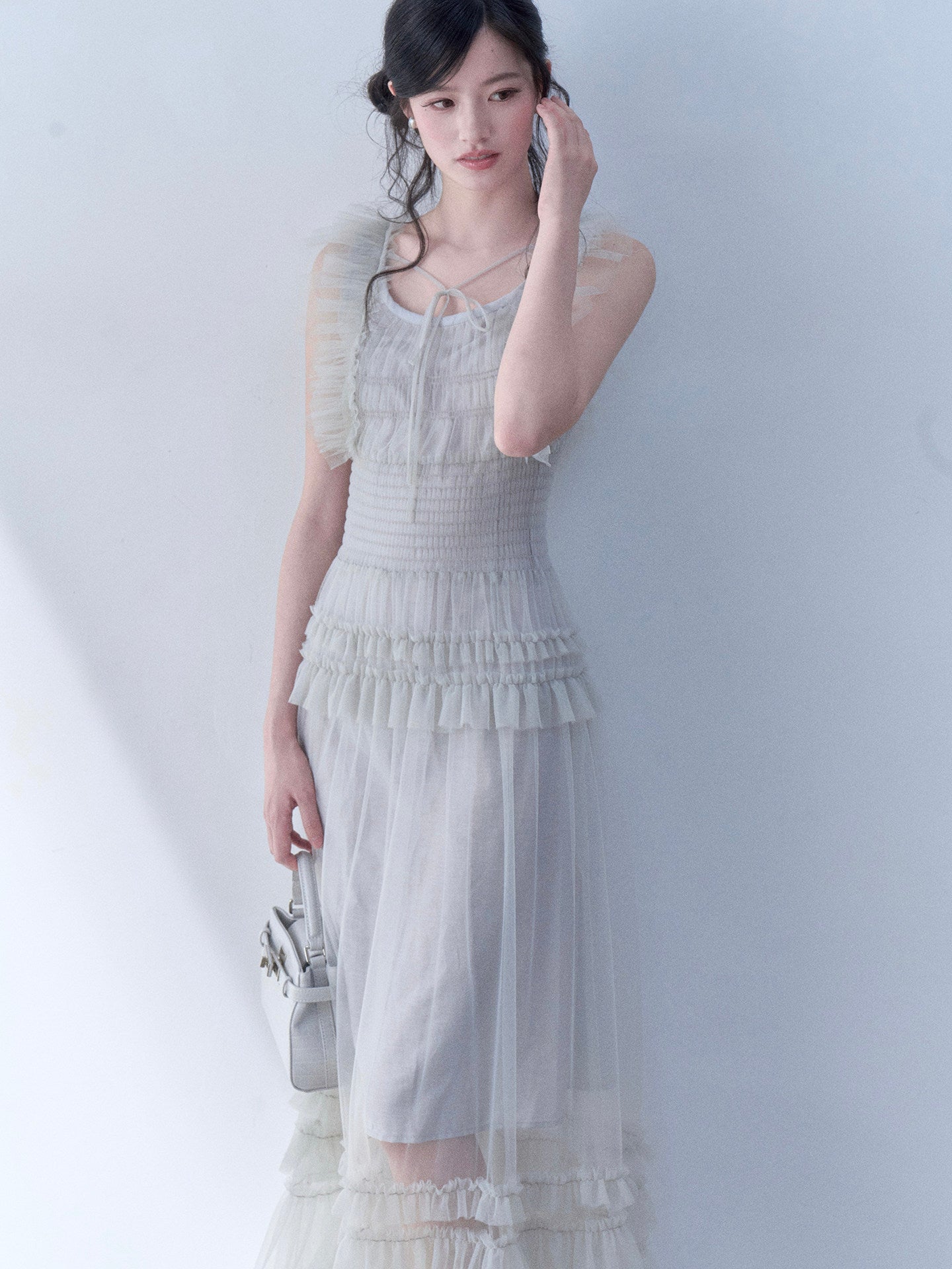 SOS SEAMSTRESS - Mist Ruffle Maxi Dress dress SOS SEAMSTRESS