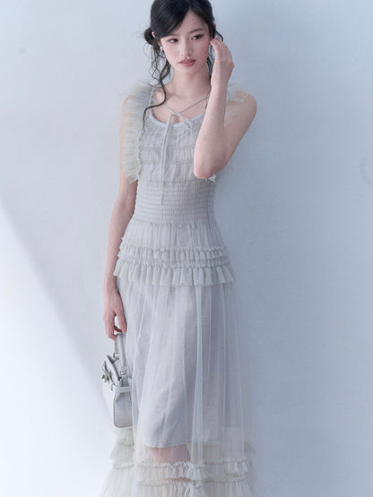 SOS SEAMSTRESS - Mist Ruffle Maxi Dress dress SOS SEAMSTRESS