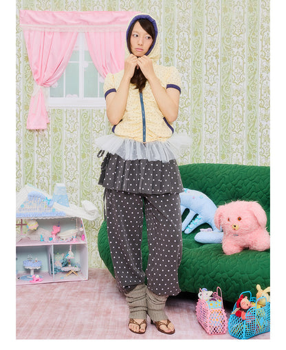 UnsocialNight - Polka Dot Hooded Lace Cardigan shirt UnsocialNight