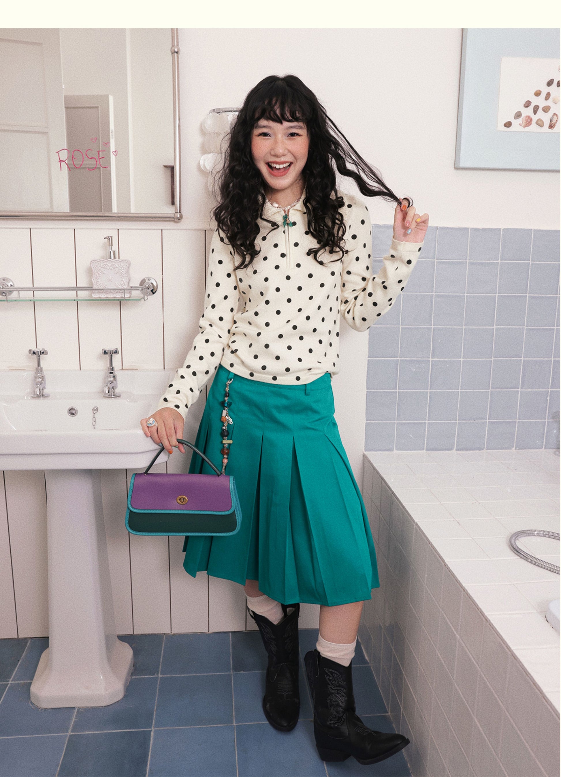 Chemical Girl - Girly Y2K Collared Fitted Knit Pullover Sweater sweater chemical girl