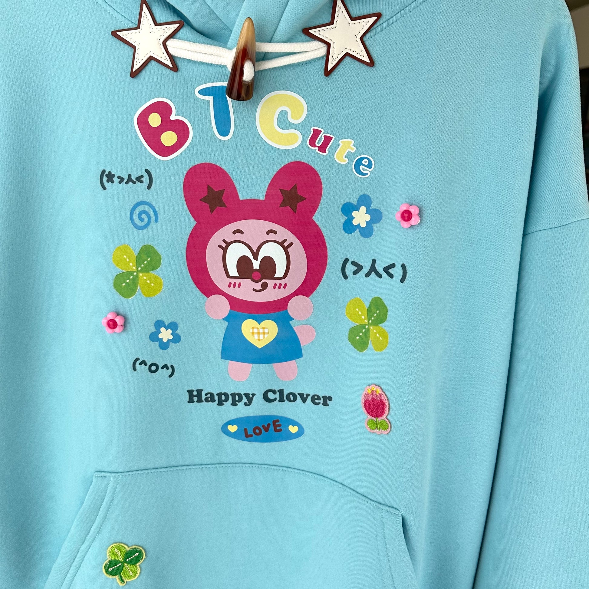 Bodytalk - Kawaii Horn-Button Printed Hoodie hoodie bodytalk