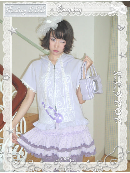 Hashtag DDD - Purple Embroidered Hooded Cardigan