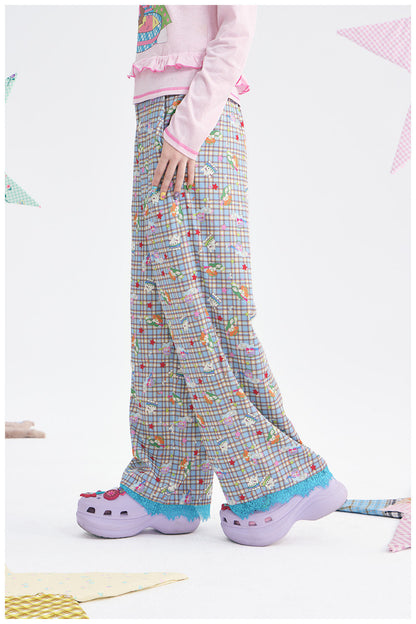 tntntutu - Plaid Angel Print Low Rise Layered Pants pants tntntutu