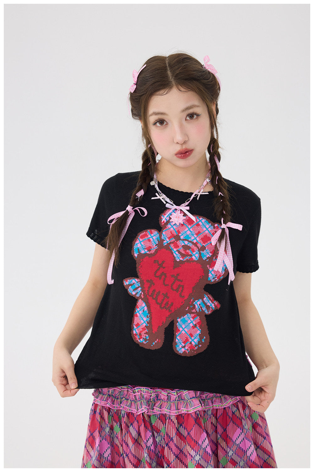 tntntutu - Colorblock Bear Knit Tee shirt tntntutu