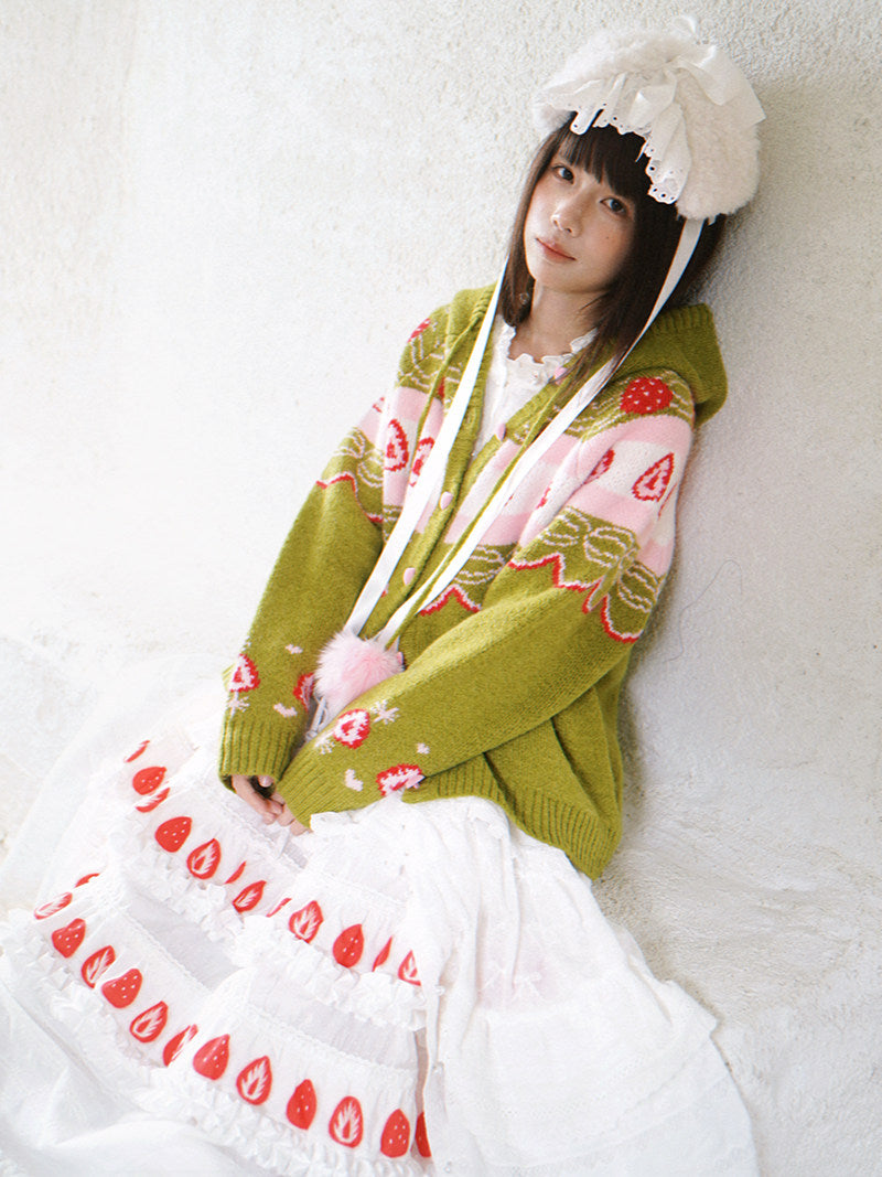 Daytoday Everyday Institute - Strawberry Matcha Cake Cardigan coat daytoday everyday institute
