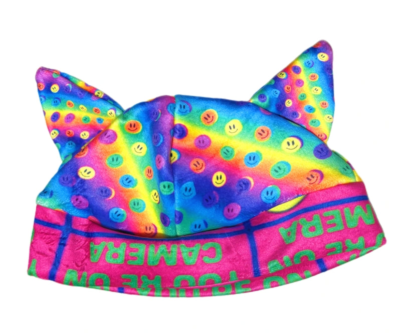LEERROO - Decora Kei Punk Print Fleece Hat hat Leerroo Rainbow