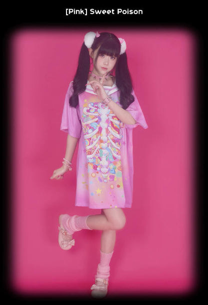Dream Bubble - Harajuku Sailor Collar T-Shirt Dress dress Dream Bubble Pink
