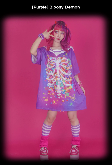 Dream Bubble - Harajuku Sailor Collar T-Shirt Dress dress Dream Bubble Purple