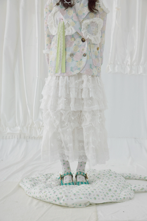 HELPHELP Harajuku Style Organza Fluffy Double-Layered Cake Skirt