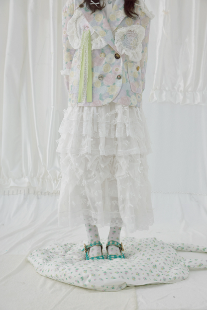 HELPHELP Harajuku Style Organza Fluffy Double-Layered Cake Skirt