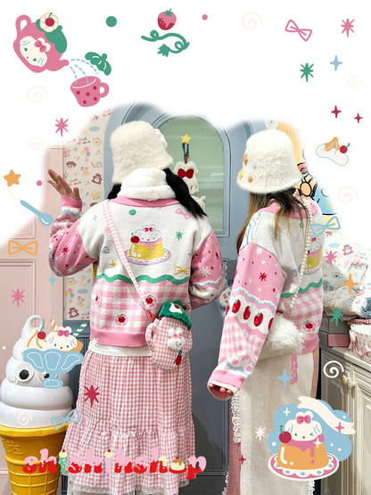 shishihshop - Strawberry Puppy Cotton Cardigan cardigan shishihshop
