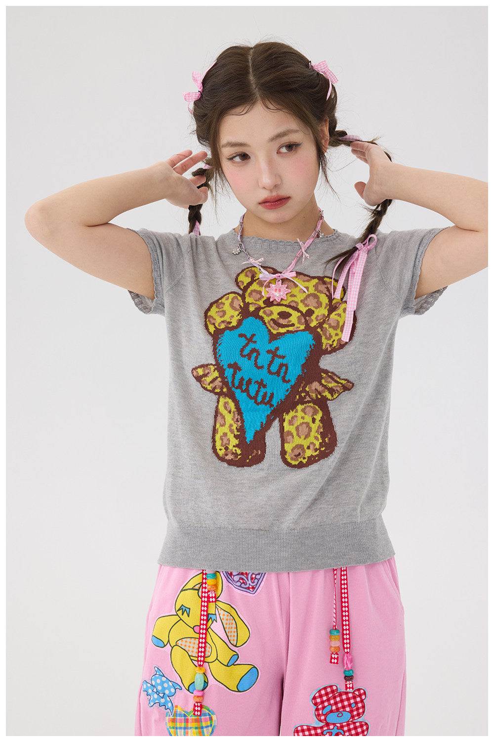 tntntutu - Colorblock Bear Knit Tee shirt tntntutu