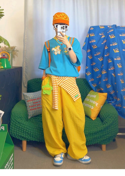KURIOSITAET - Decora Kei Blue Puppy Cartoon T-Shirt tshirt KURIOSITAET