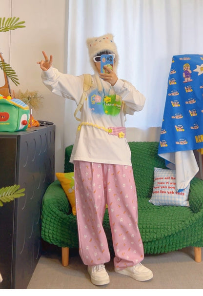 KURIOSITAET - Decora Kei Dopamine Pink Relaxed Work Pants pants KURIOSITAET