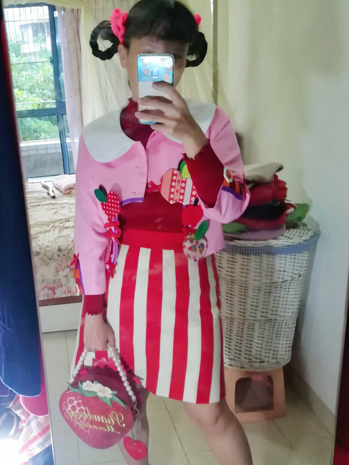 GOODBABY - Pink Fruit Patchwork Vintage Short Jacket jacket goodbaby