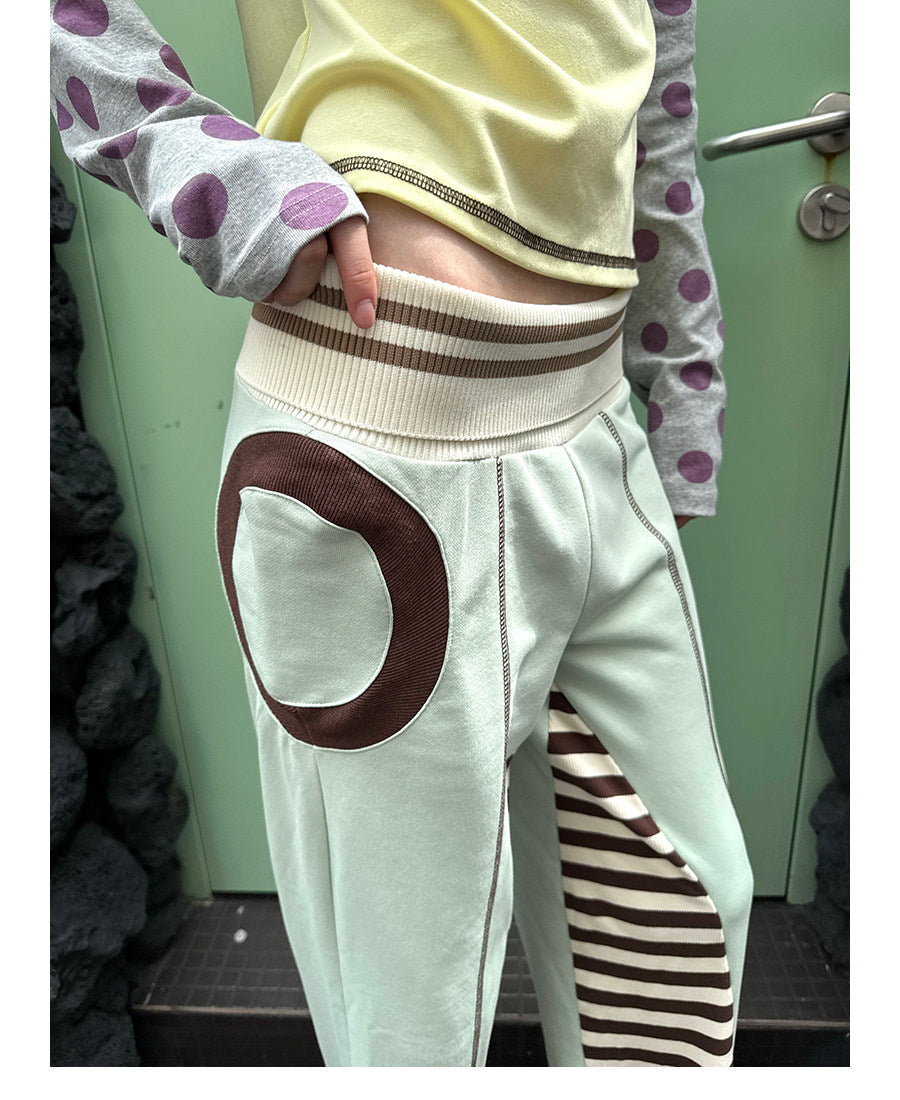 UnsocialNight - Green Brown Patchwork Flare Pants pants UnsocialNight