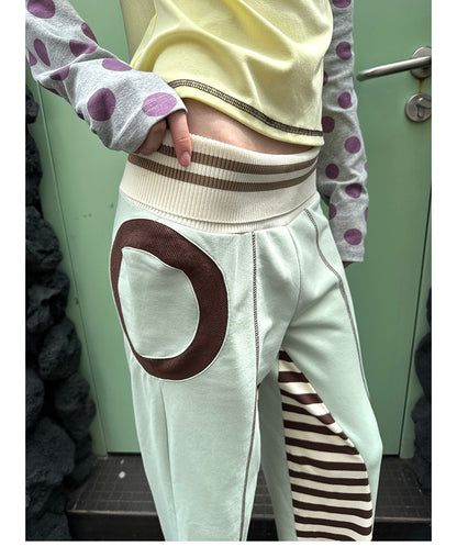 UnsocialNight - Green Brown Patchwork Flare Pants pants UnsocialNight