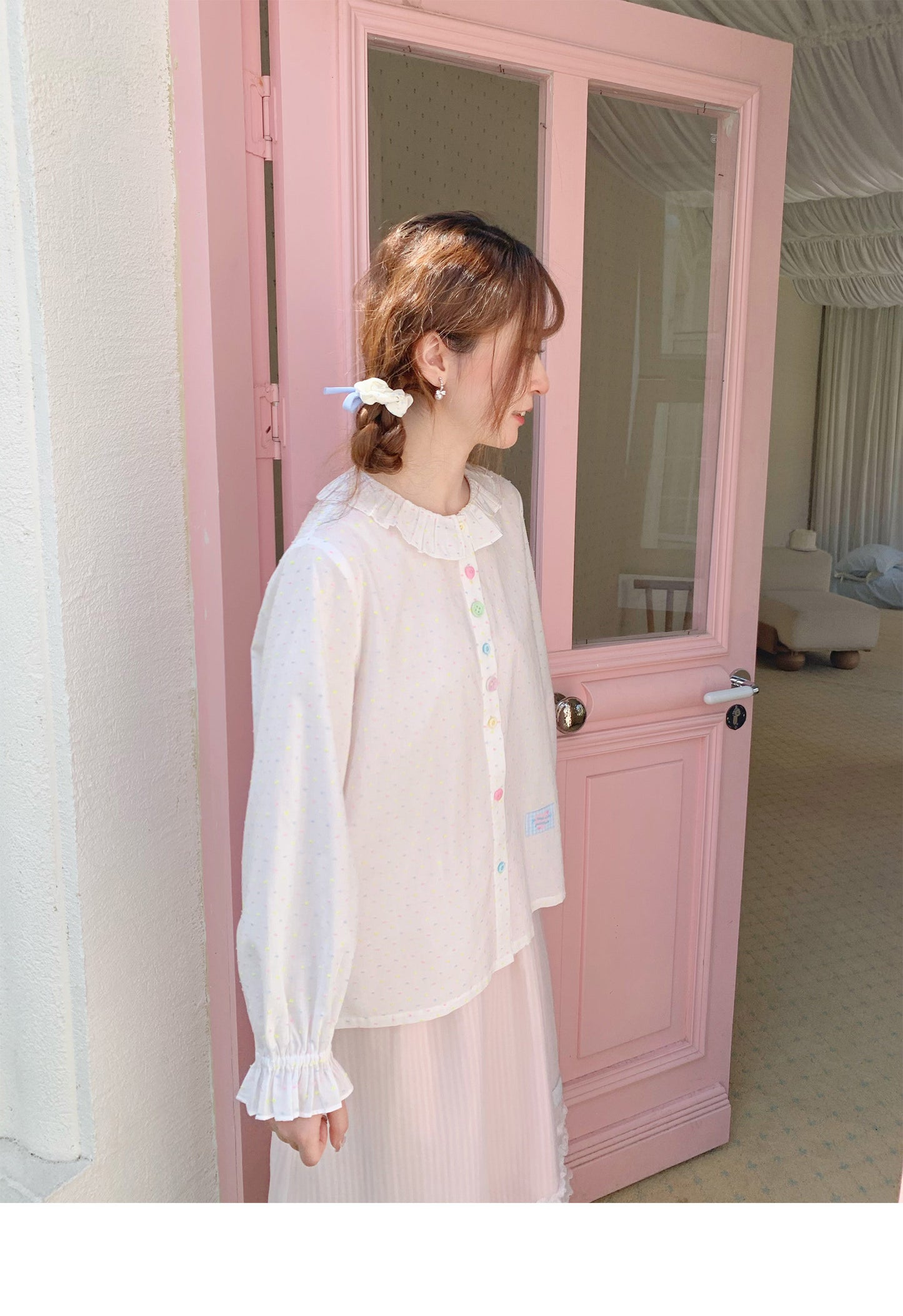 Peach Party - White Colorful Button Cardigan