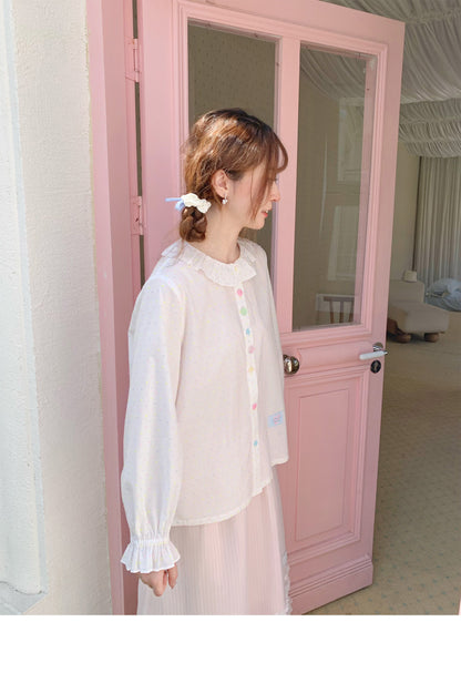 Peach Party - White Colorful Button Cardigan