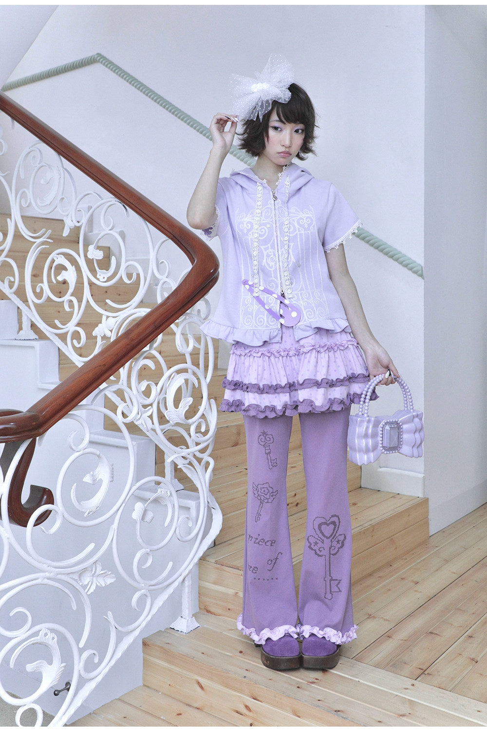 Hashtag DDD - Purple Embroidered Hooded Cardigan