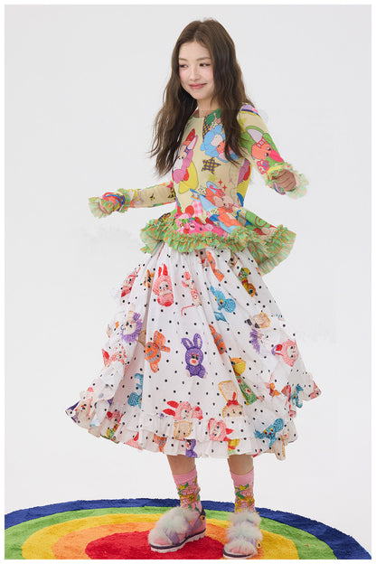 tntntutu - Polka Crochet A-Line Skirt skirt tntntutu