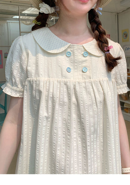 Peach Party - Pastel Yellow Peter Pan Collar Dress