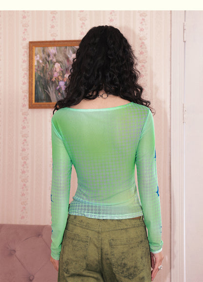 Chemical Girl - Girly Gradient Mesh Fitted Top shirt chemical girl
