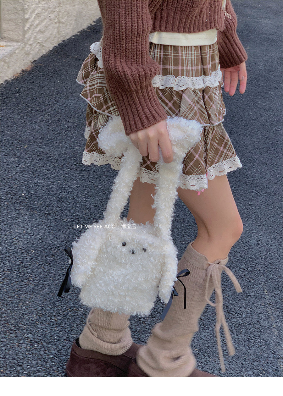 LET ME SEE - Plush Puppy Bow Crossbody Bag bag let me see