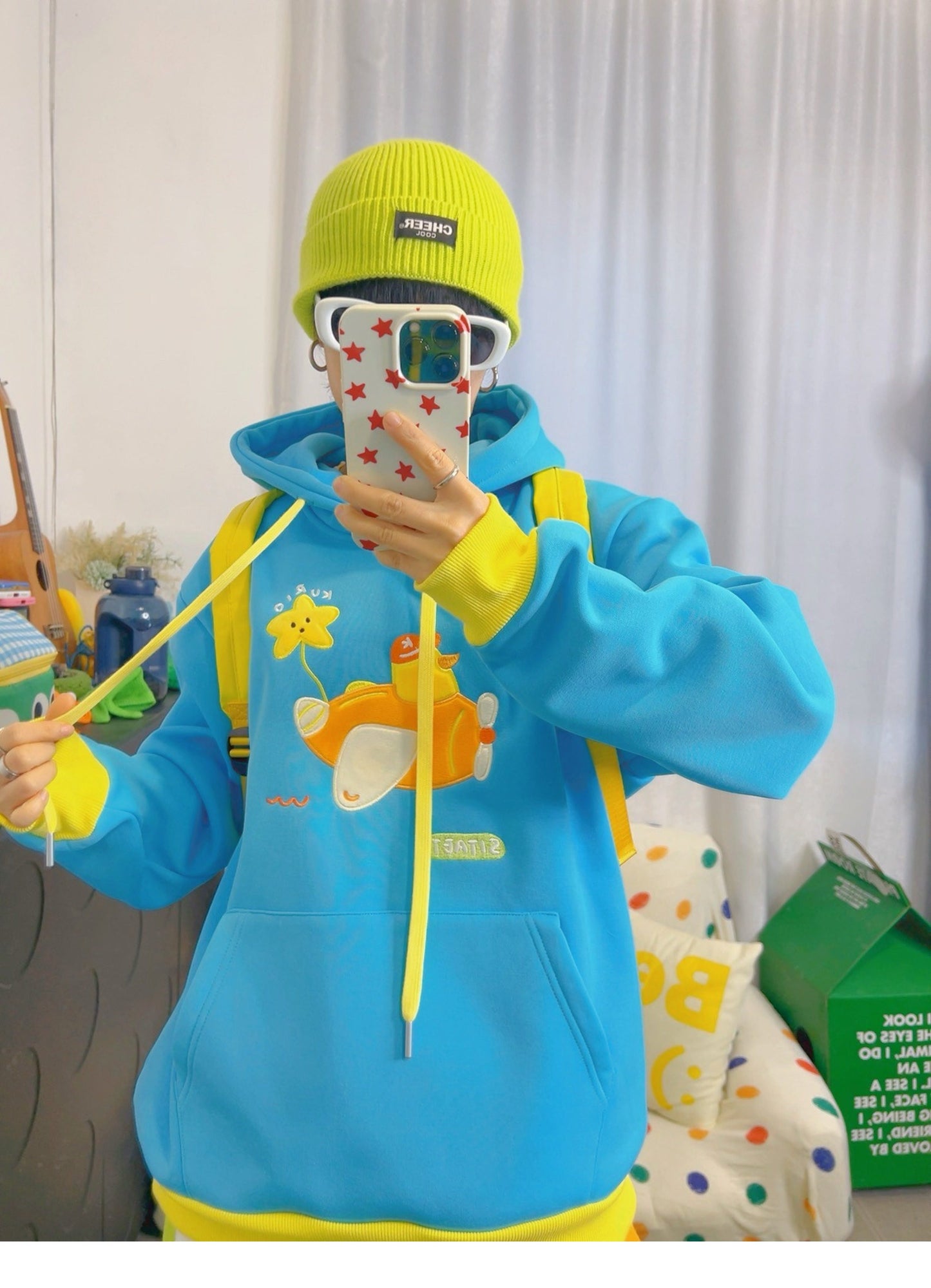 KURIOSITAET - Blue Embroidered Hoodie hoodie KURIOSITAET