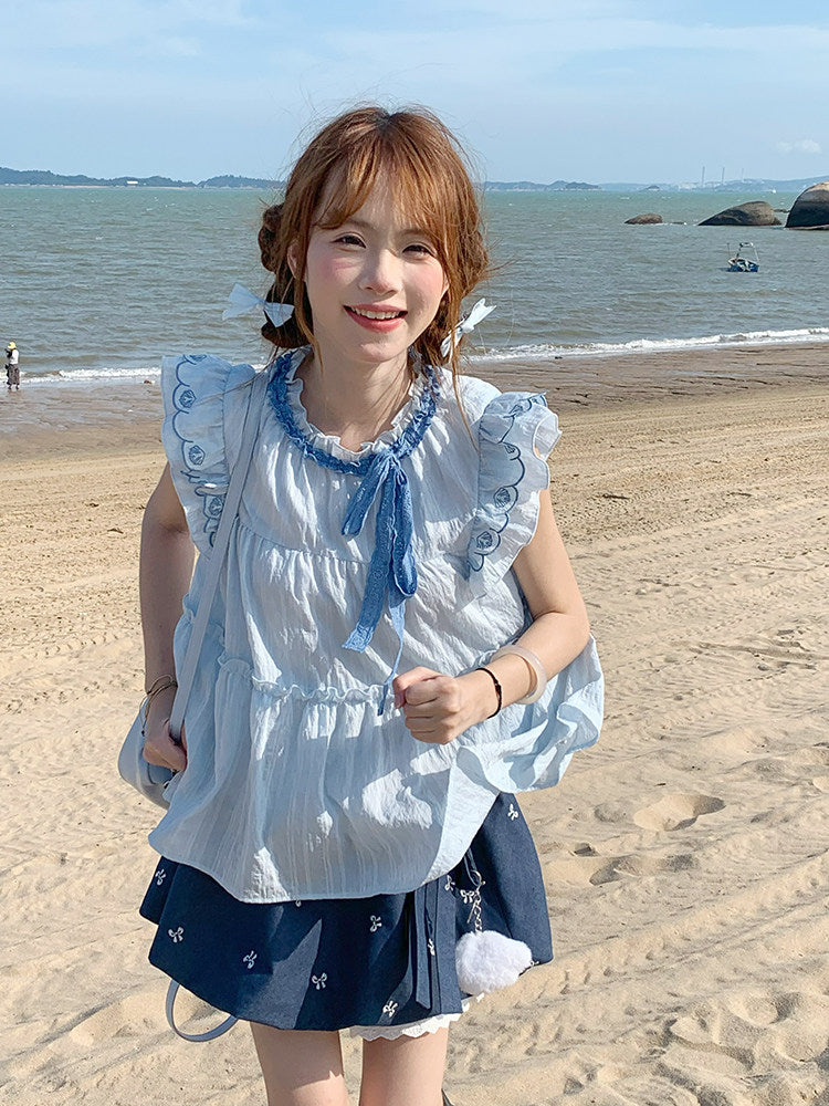 SingSong - Embroidered Kawaii Two-Piece Set set singsong