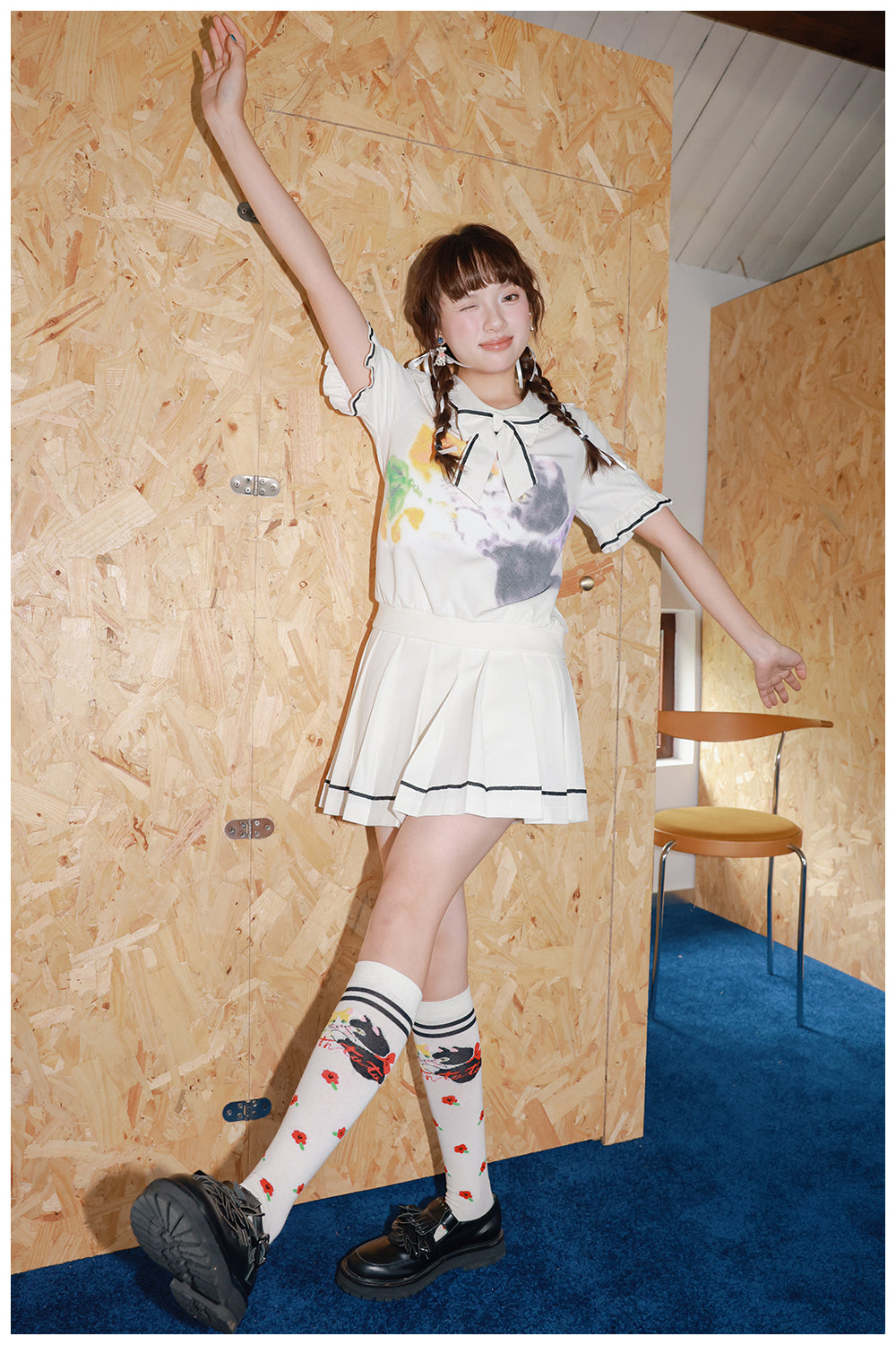 Tntntutu - Kidcore Cat Print Sailor Set set tntntutu