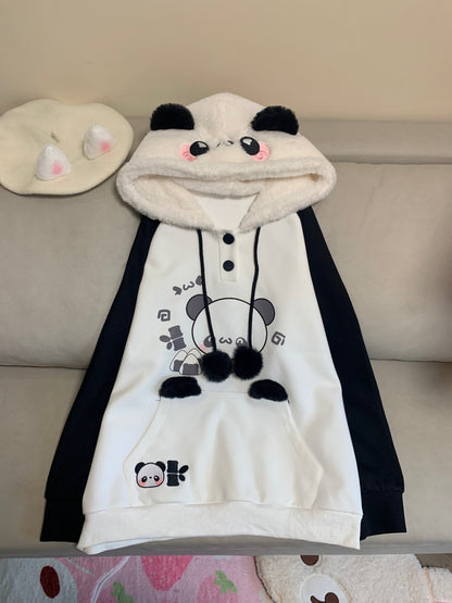 Blurred Bear - Kawaii Colorblock Fleece Hoodie Skirt Set set Blurred Bear