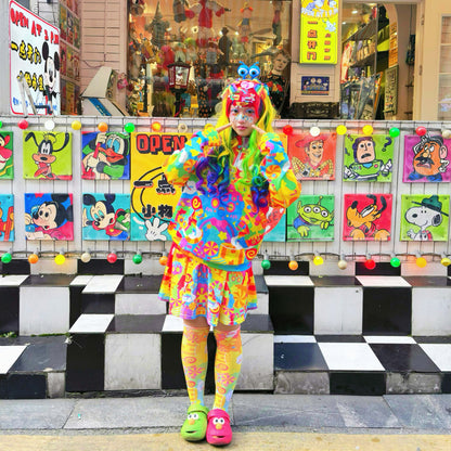 Rainbow Universe RUX - Decora Rainbow Zip Sweatshirt Skirt Set set Rainbow Universe RUX