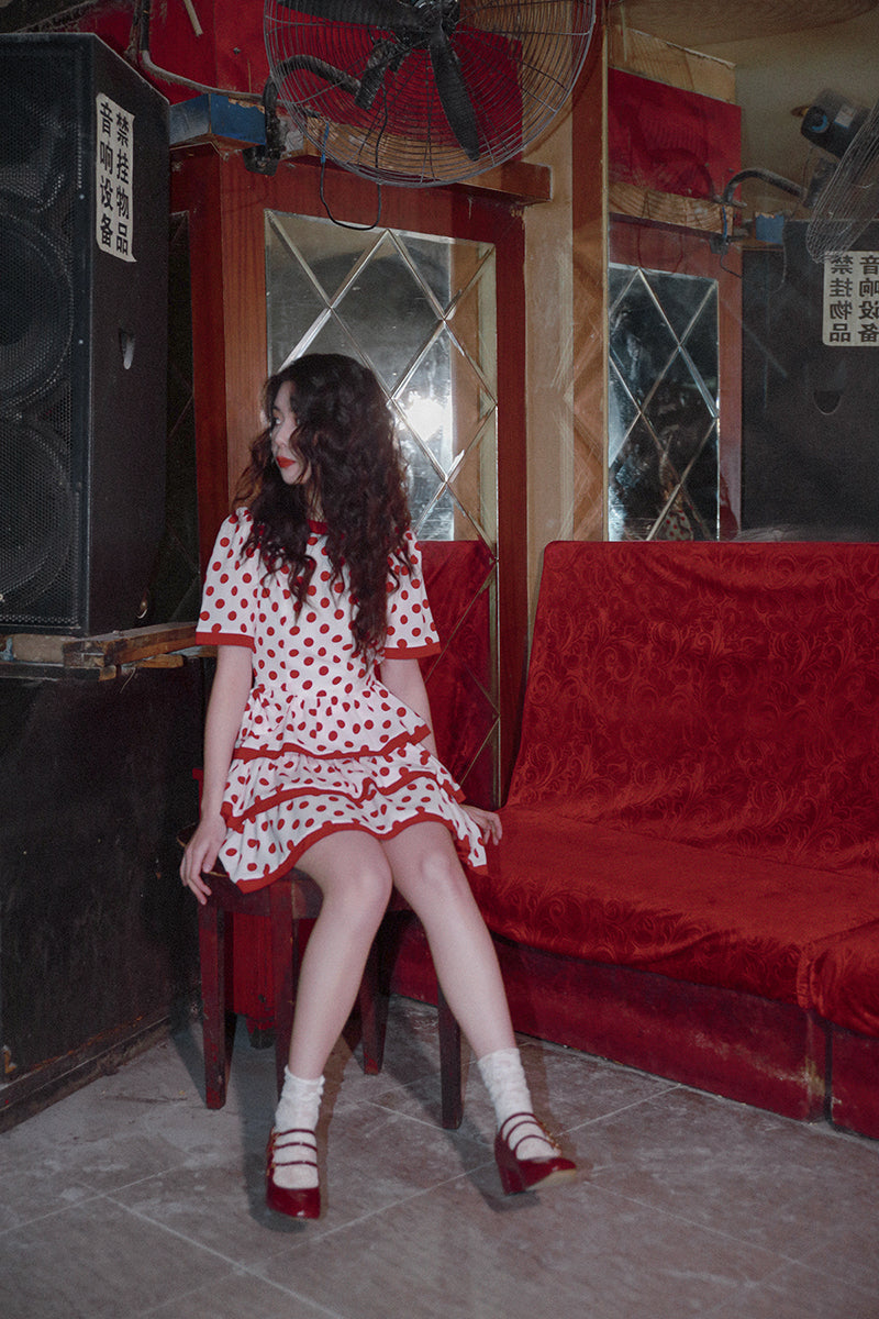 Nanjun Vintage – Showa Polka Dot Cake Dress dress Nanjun Vintage