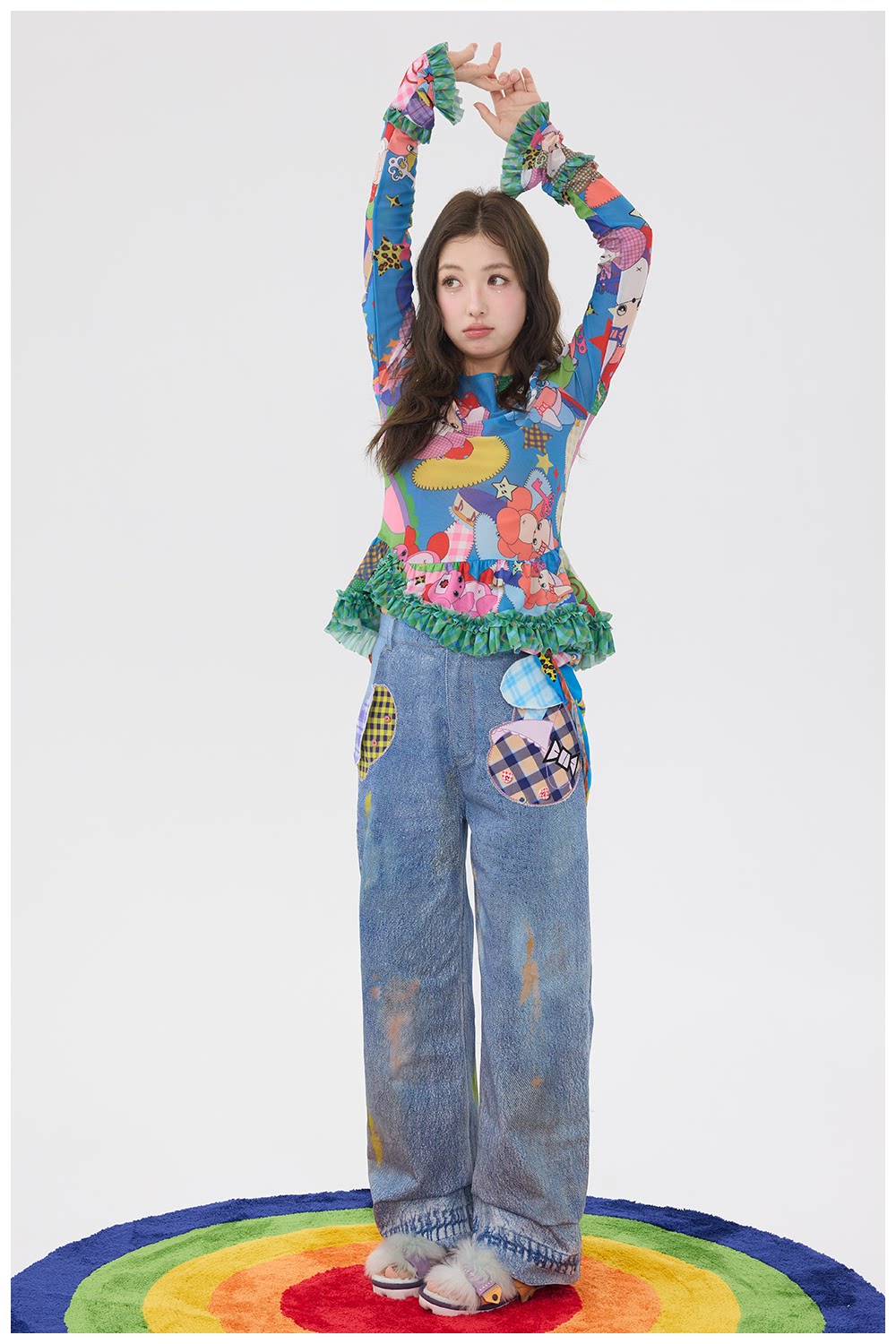 tntntutu - Cartoon Patch Denim Pants pants tntntutu