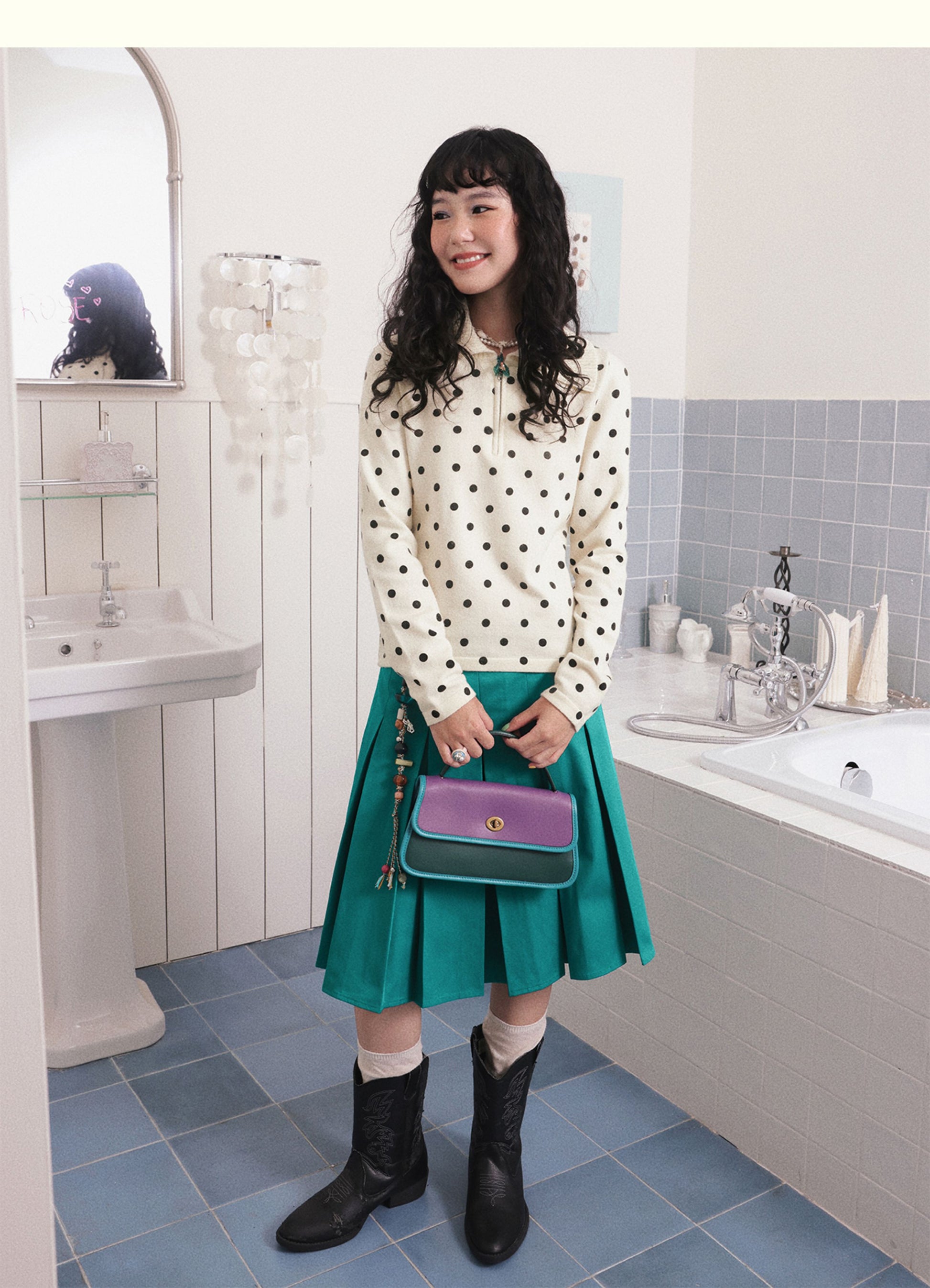 Chemical Girl - Girly Y2K Collared Fitted Knit Pullover Sweater sweater chemical girl
