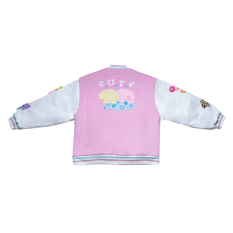 Hashtag DDD - Kawaii Padded Pink Baseball Jacket jacket Hashtag DDD