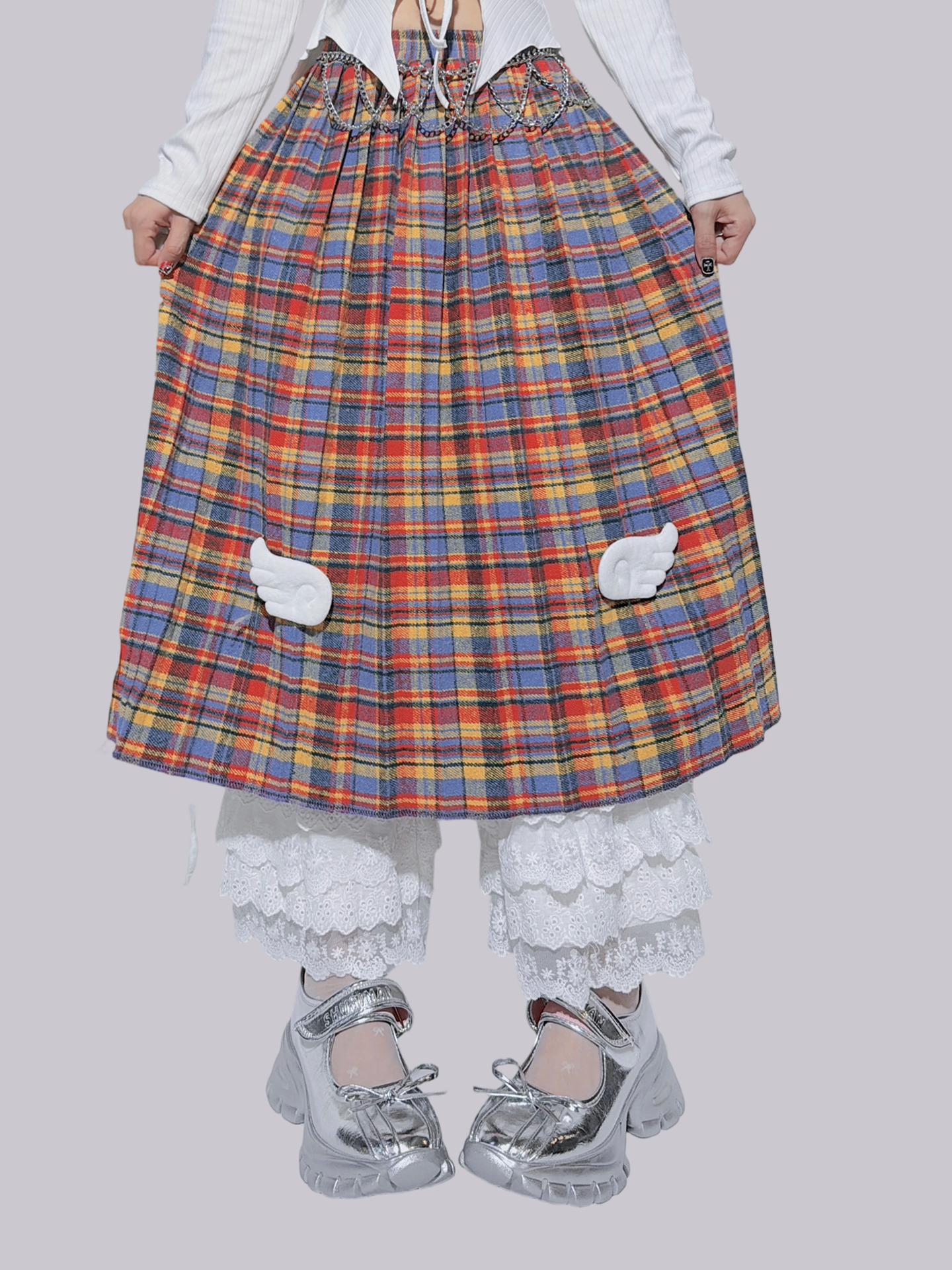 FANLOVEGIRL - White Lace Layered Wide Pants shorts FANLOVEGIRL